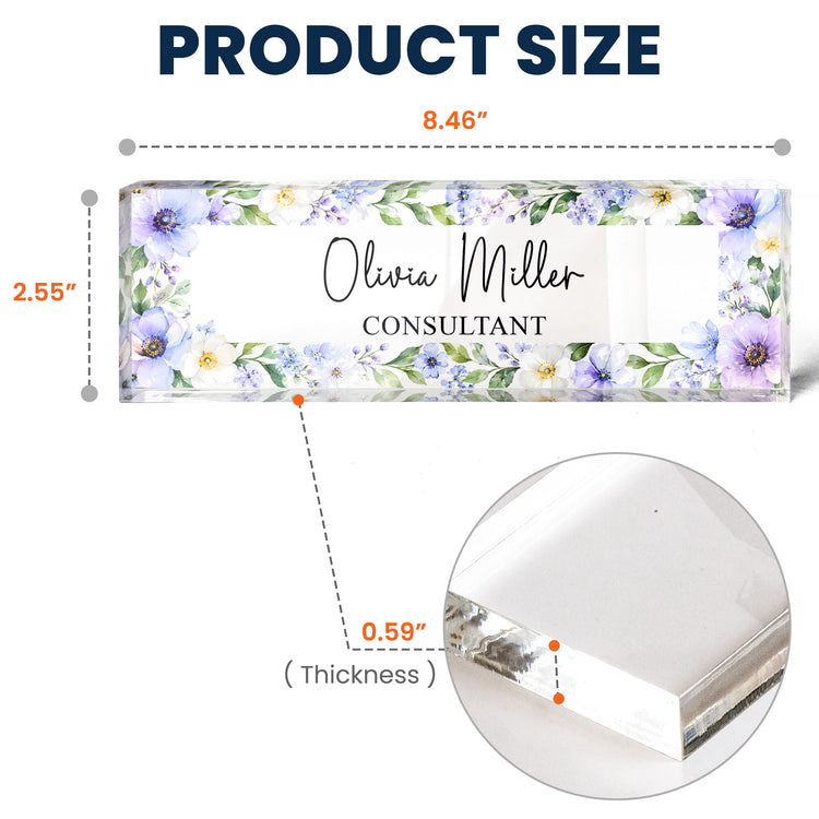 Floral Office Decor Custom Name Gift For Coworker Teacher - Personalized Name Plate 8