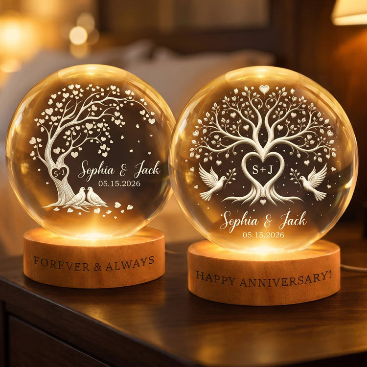 Forever & Always Couple Anniversary Gifts For Her, Him New Version - Personalized Night Light 1