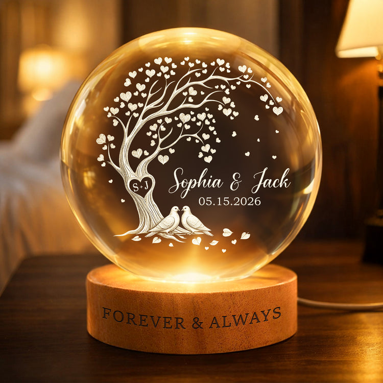 Forever & Always Couple Anniversary Gifts For Her, Him New Version - Personalized Night Light 3
