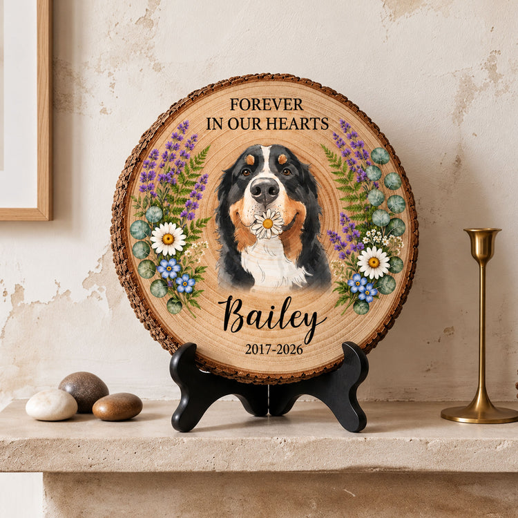 Forever In My Heart Pet Loss Custom Photo Watercolor - Personalized Wooden Plaque 3