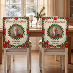 Forever In Our Hearts Christmas Custom Photo Memorial - Personalized Chair Back Cover 2