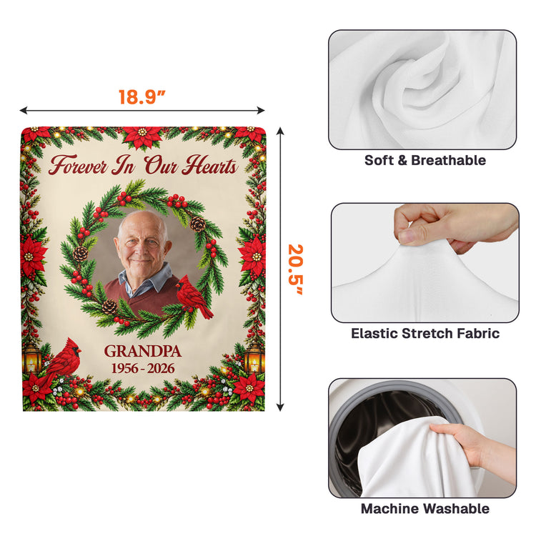 Forever In Our Hearts Christmas Custom Photo Memorial - Personalized Chair Back Cover 7