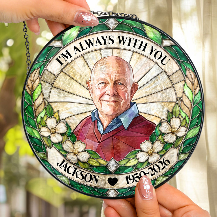 Forever In Our Hearts Stained Glass Photo Art Memorial - Personalized Window Hanging Suncatcher 3