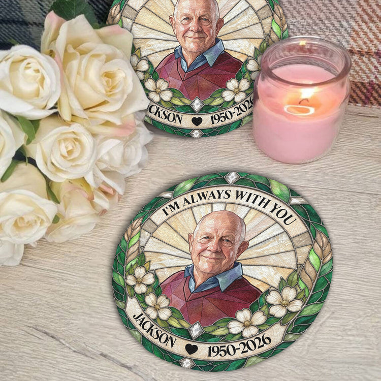 Forever In Our Hearts Stained Glass Photo Art Memorial Pet Loss Gifts - Personalized Garden Stone 3