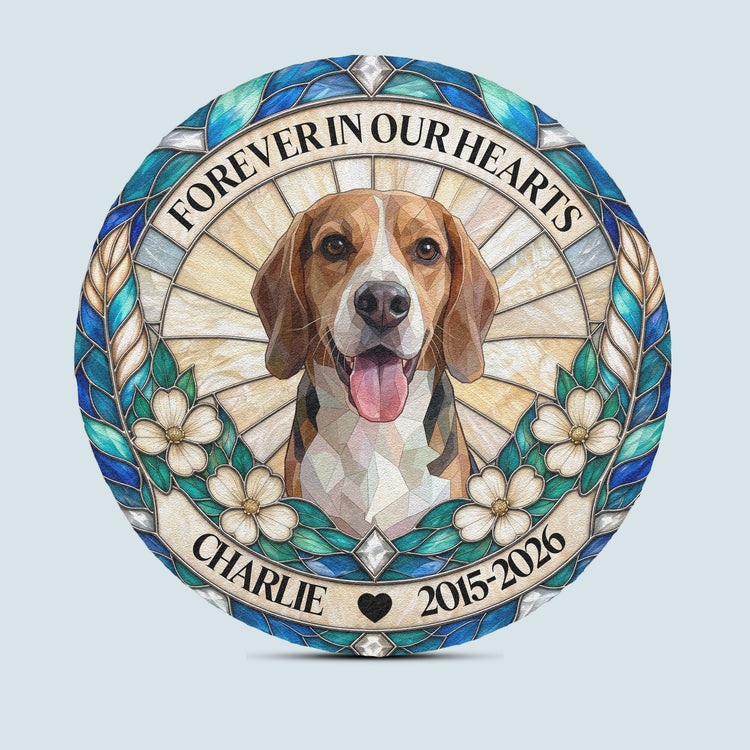 Forever In Our Hearts Stained Glass Photo Art Memorial Pet Loss Gifts - Personalized Garden Stone 4