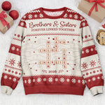 Forever Linked Together Christmas Gifts For Siblings, Family - Personalized Ugly Sweater 1