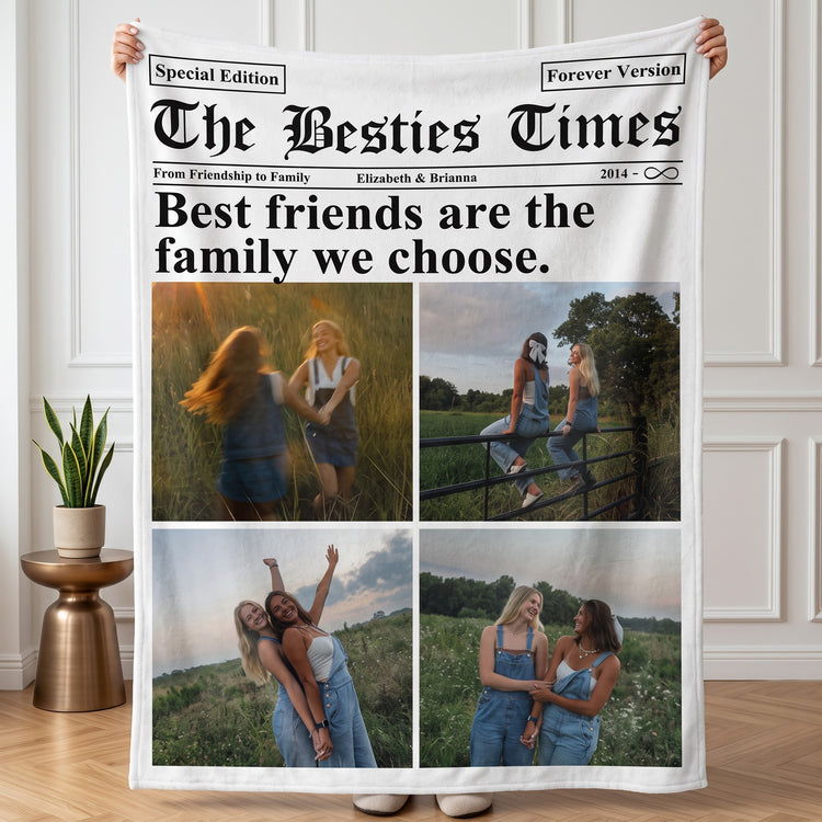Friend Times - Upload Photo With Besties - Personalized Blanket 2
