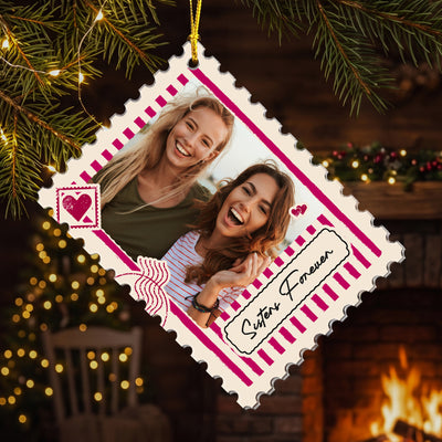 Friends Forever Postage Stamp Memories Photo - Personalized Ornament