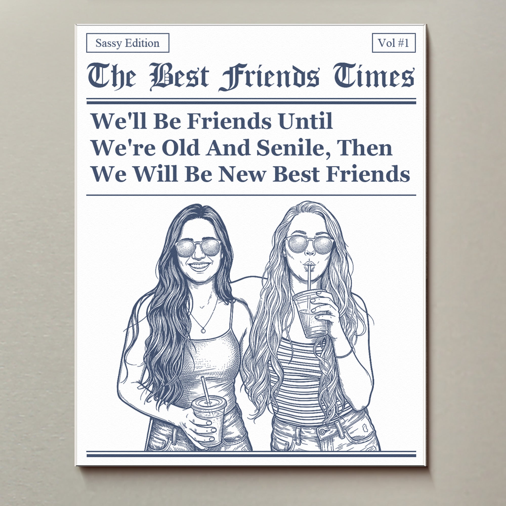 Friendship Gifts Custom Photo Sketch Line Art - Personalized Magnet 3