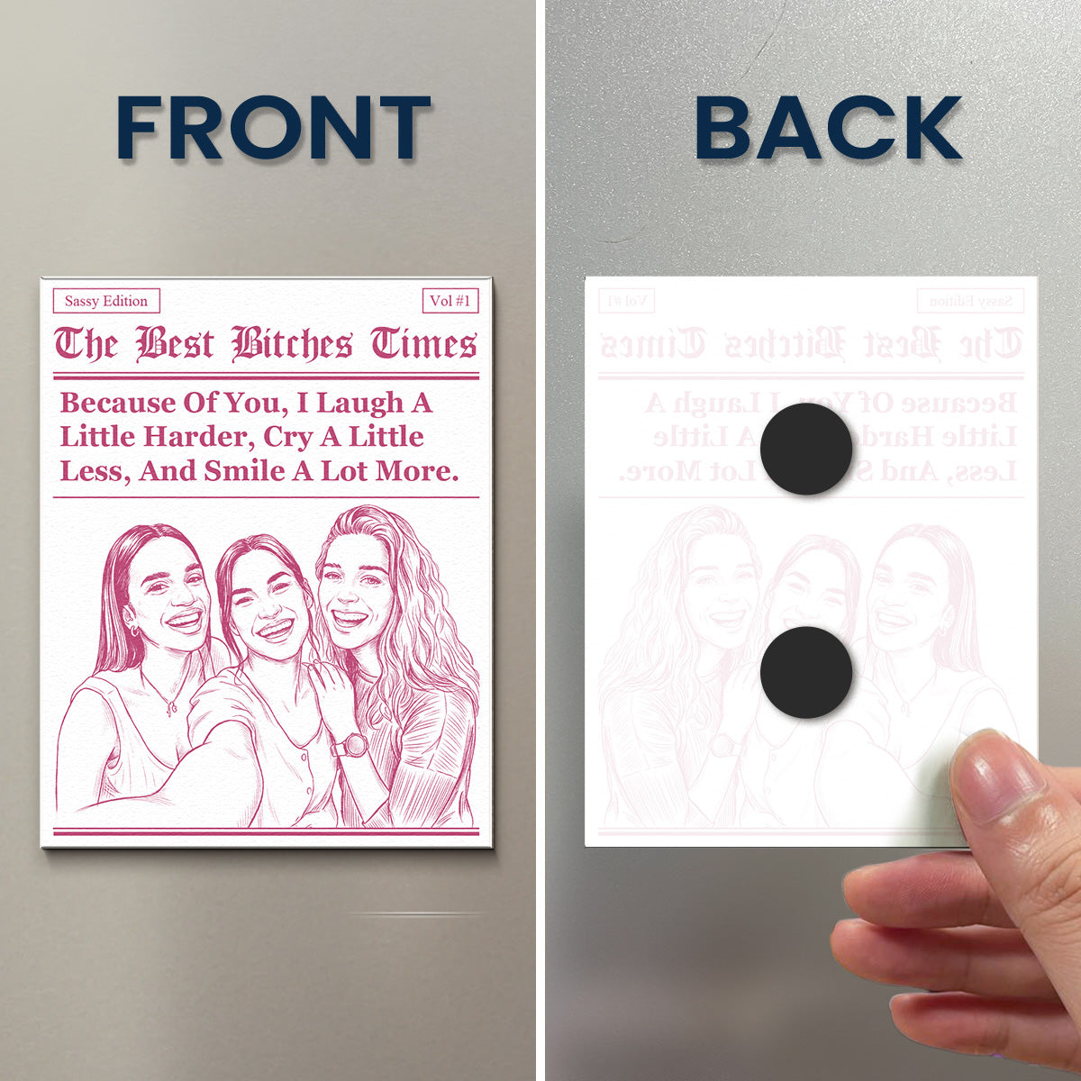 Friendship Gifts Custom Photo Sketch Line Art - Personalized Magnet 5