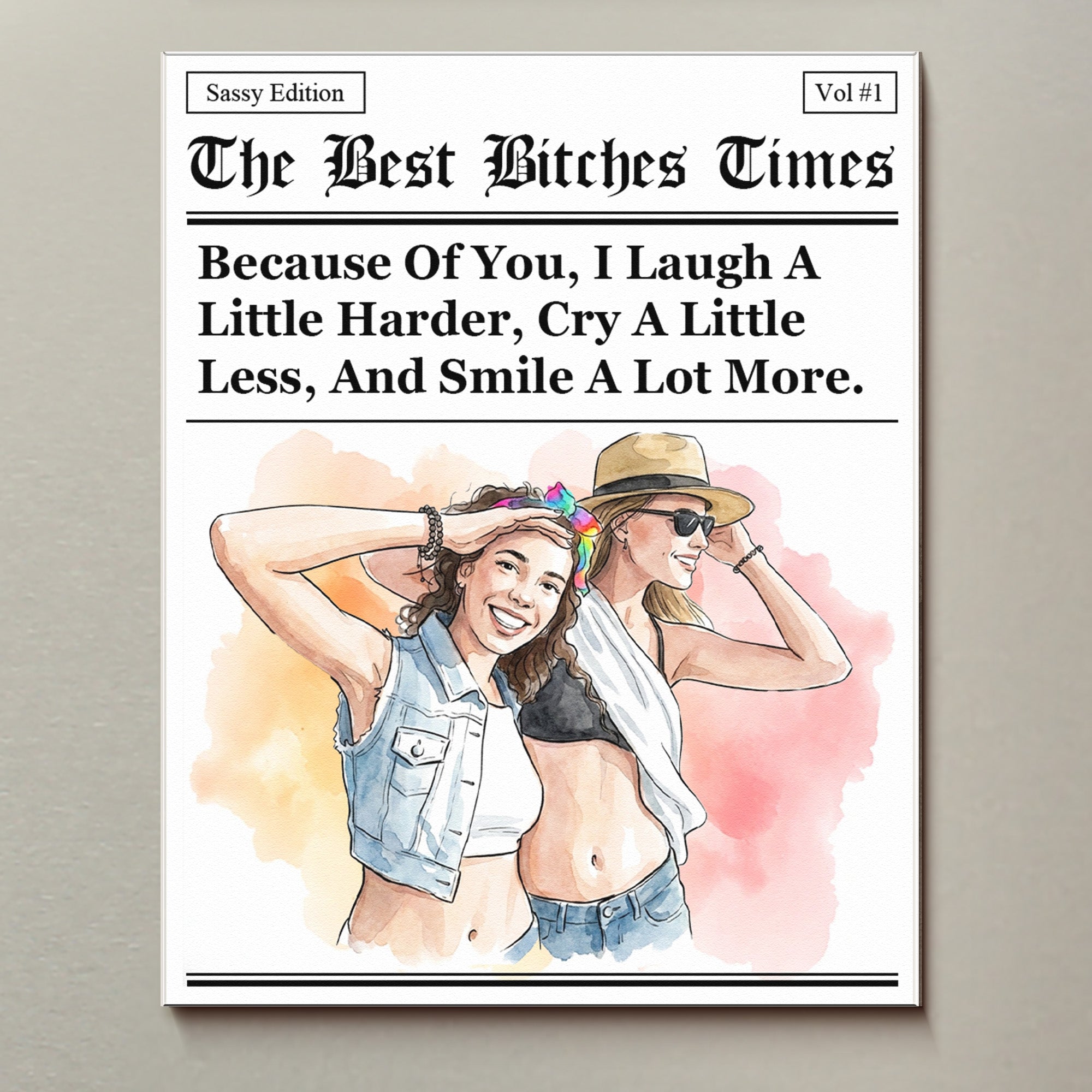 Friendship Gifts Custom Photo Watercolor Art - Personalized Magnet 3