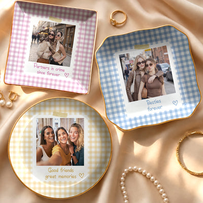 Friendship Gifts For Her BFF Custom Photo Besties Forever - Personalized Jewelry Dish