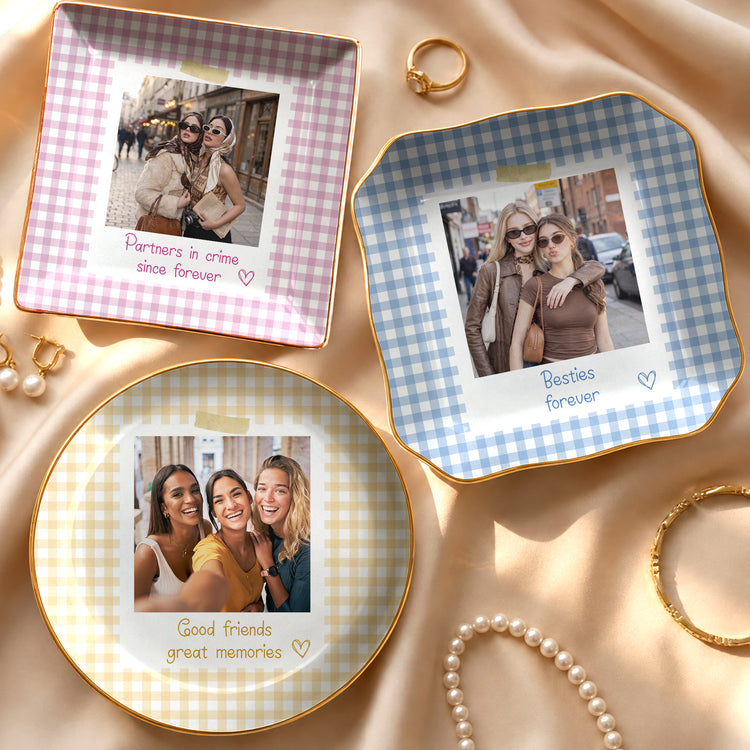Friendship Gifts For Her BFF Custom Photo Besties Forever - Personalized Jewelry Dish 1
