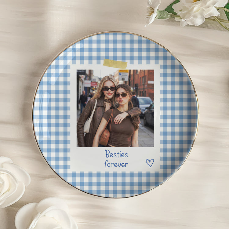 Friendship Gifts For Her BFF Custom Photo Besties Forever - Personalized Jewelry Dish 4