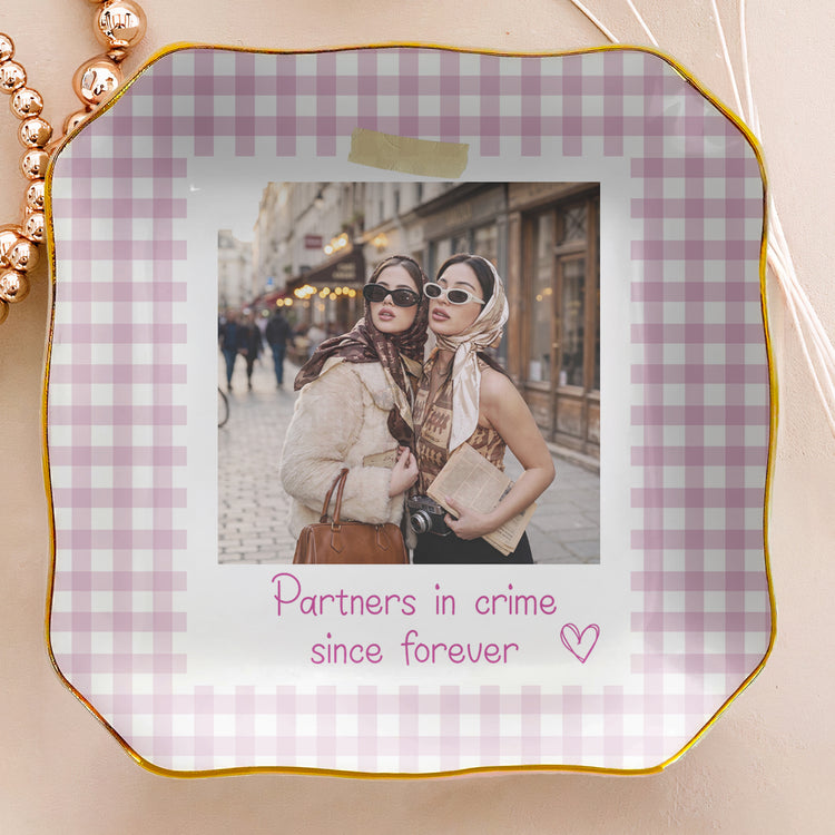 Friendship Gifts For Her BFF Custom Photo Besties Forever - Personalized Jewelry Dish 5