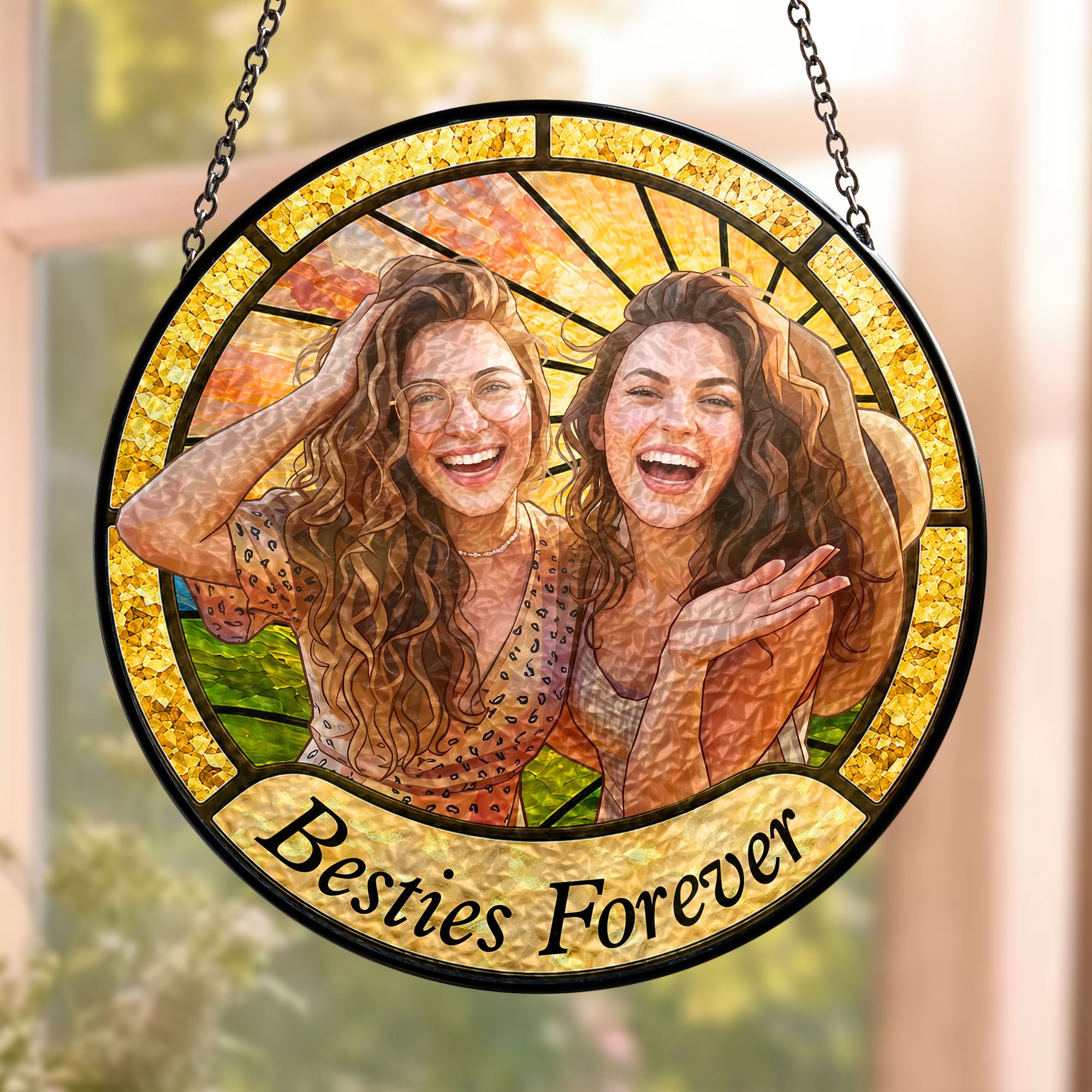 Friendship Gifts Photo Stained Glass - Personalized Window Hanging Suncatcher 2