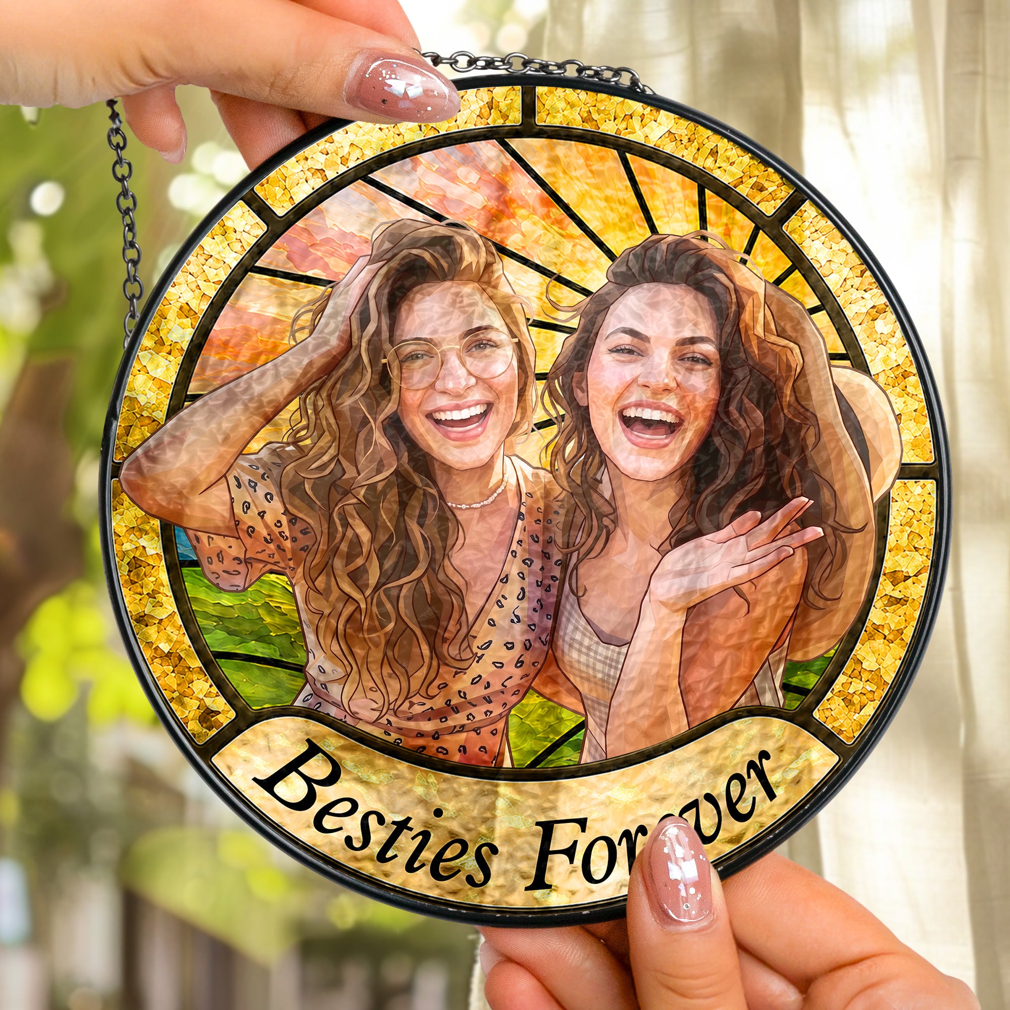Friendship Gifts Photo Stained Glass - Personalized Window Hanging Suncatcher 3