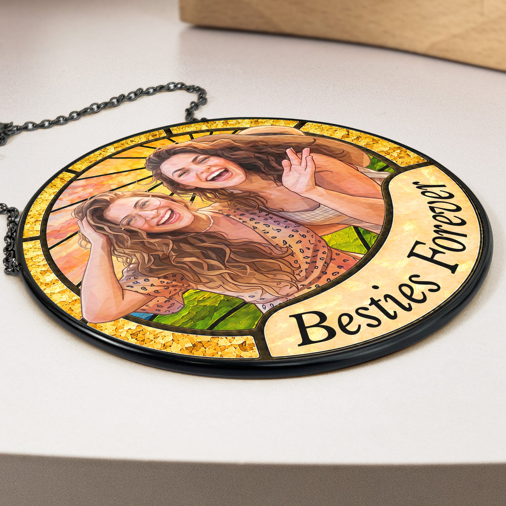 Friendship Gifts Photo Stained Glass - Personalized Window Hanging Suncatcher 4