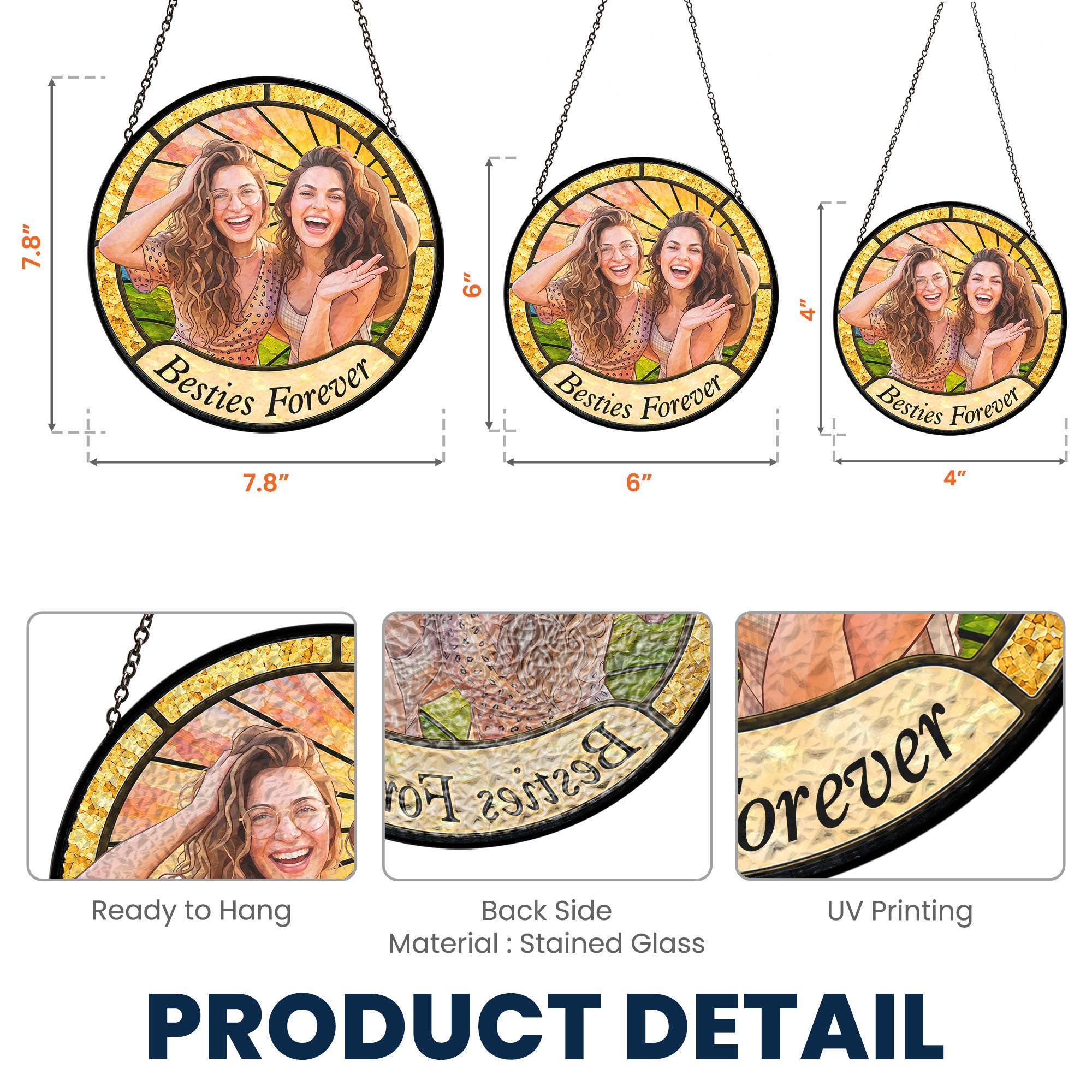 Friendship Gifts Photo Stained Glass - Personalized Window Hanging Suncatcher 6