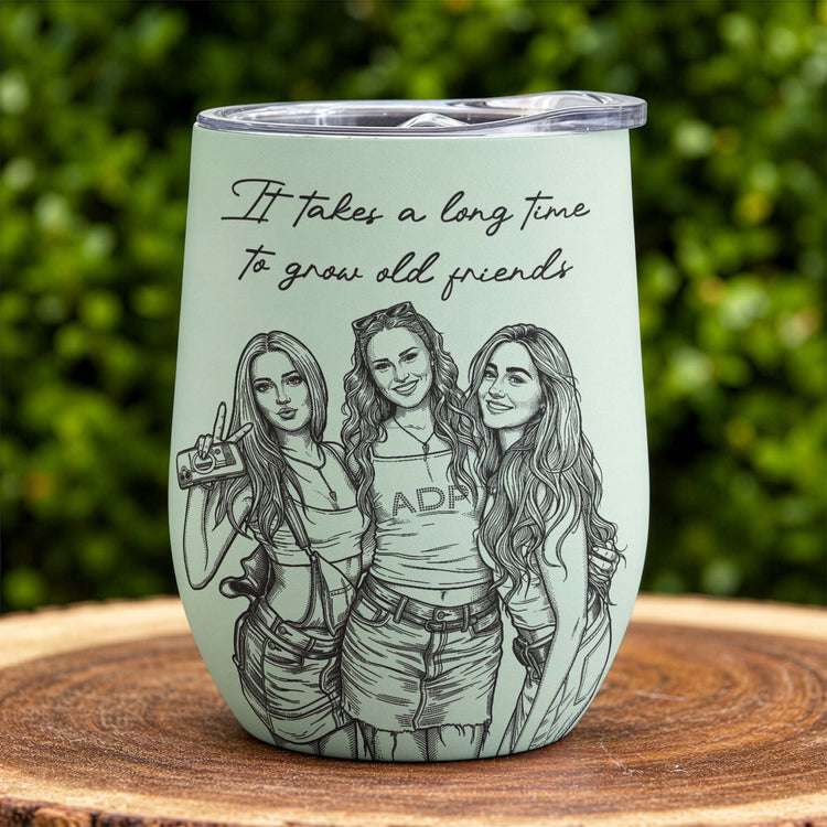 Friendship Gifts Sketch Line Art No One Will Ever Be As Entertained Gifts For Her - Personalized Wine Tumbler 3
