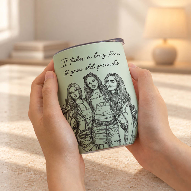 Friendship Gifts Sketch Line Art No One Will Ever Be As Entertained Gifts For Her - Personalized Wine Tumbler 6