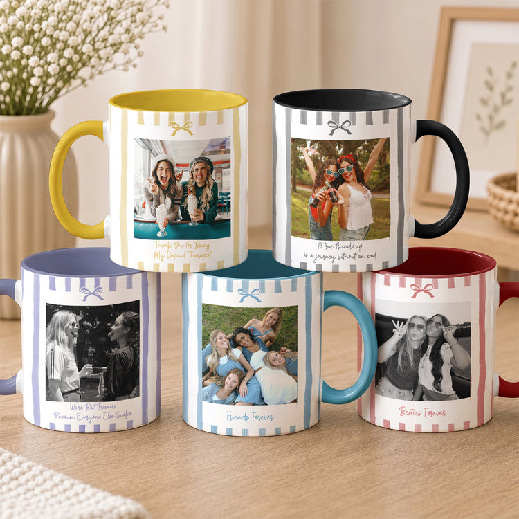 Friendship Photo Cup, Gifts For Her Stripes Style - Personalized Mug 1