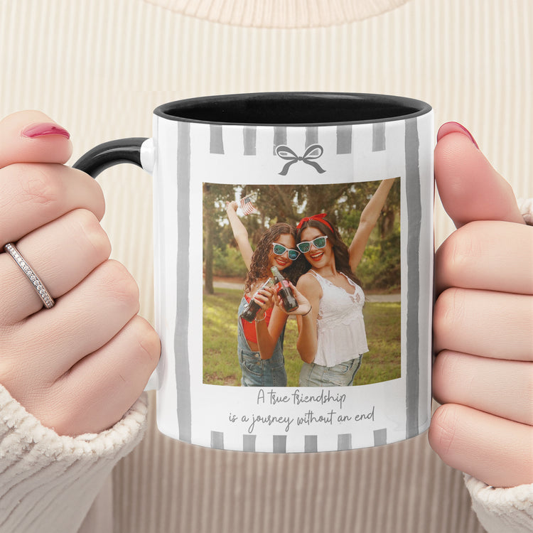Friendship Photo Cup, Gifts For Her Stripes Style - Personalized Mug 2