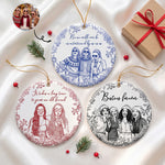 Friendship Sketch Line Art Christmas Gifts For Friends, Sisters - Personalized Ornament 1