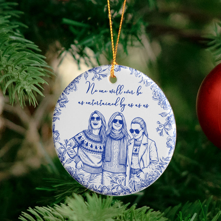 Friendship Sketch Line Art Christmas Gifts For Friends, Sisters - Personalized Ornament 5