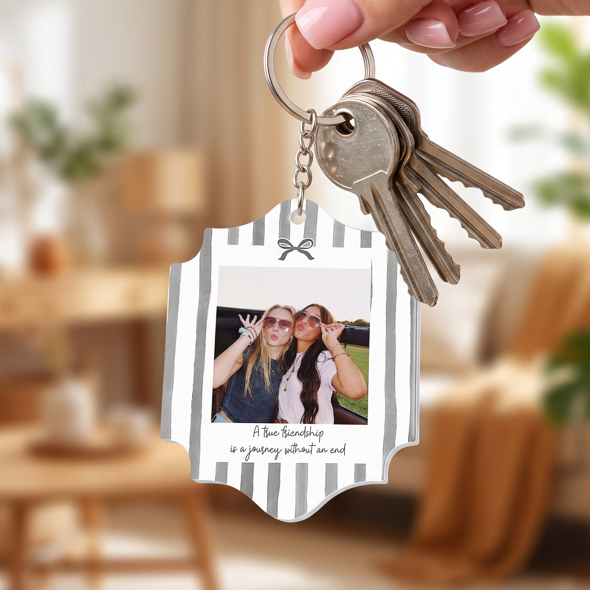 Friendship Thank You Gifts - Retro Frame - Upload Photos - Personalized Keychain 3