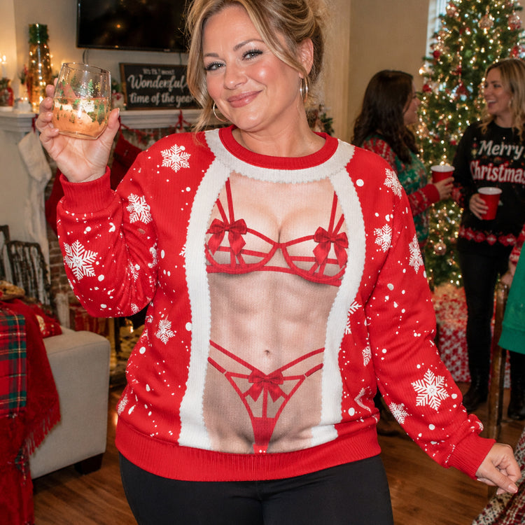 Funny 3D Lingerie T Shirt, Body Illusion Tee, Sexy Costume Shirt, Novelty Party Top - Personalized Sweater 2