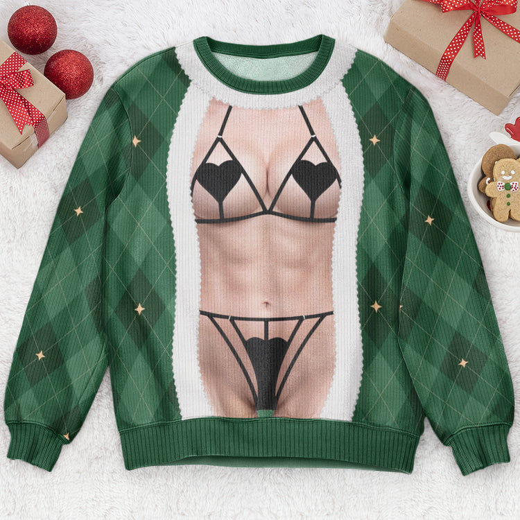 Funny 3D Lingerie T Shirt, Body Illusion Tee, Sexy Costume Shirt, Novelty Party Top - Personalized Sweater 5