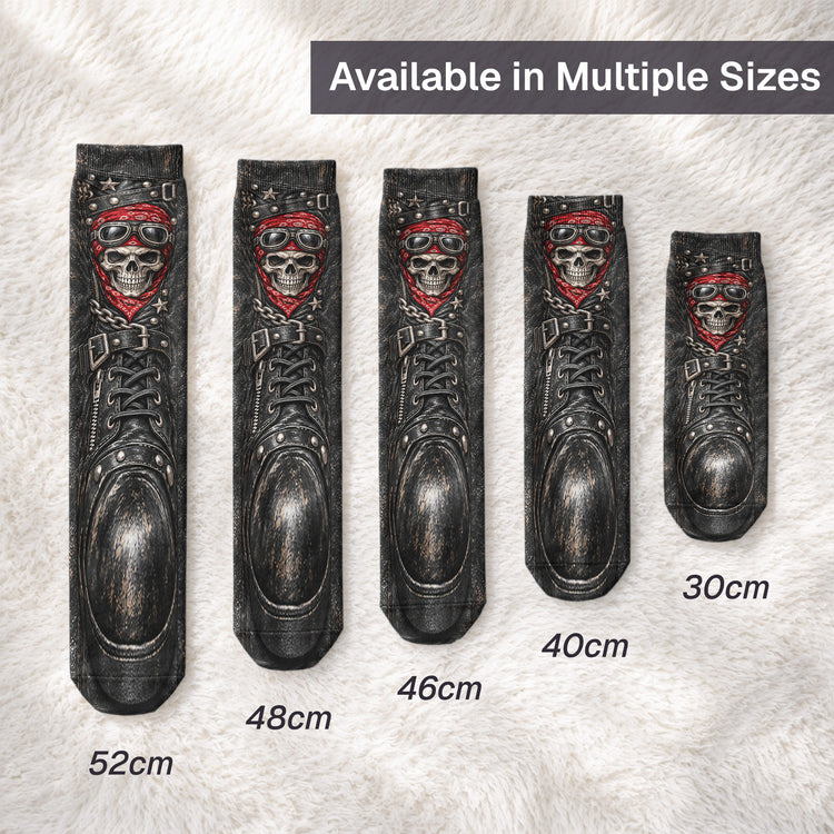 Funny Biker 3D Motorcycle Boot Print Skull Novelty Gag Gifts For Bikers - Personalized Socks 3