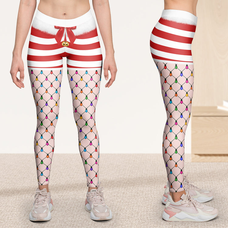 Funny Christmas Outfits, Fishnet Tights Xmas - Personalized Leggings 4