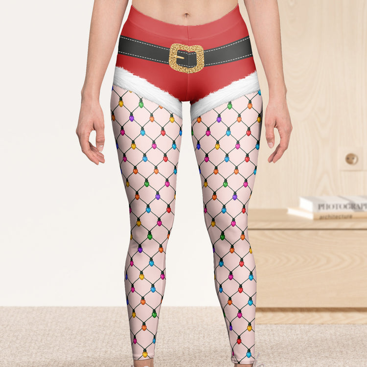 Funny Christmas Outfits, Fishnet Tights Xmas - Personalized Leggings 5