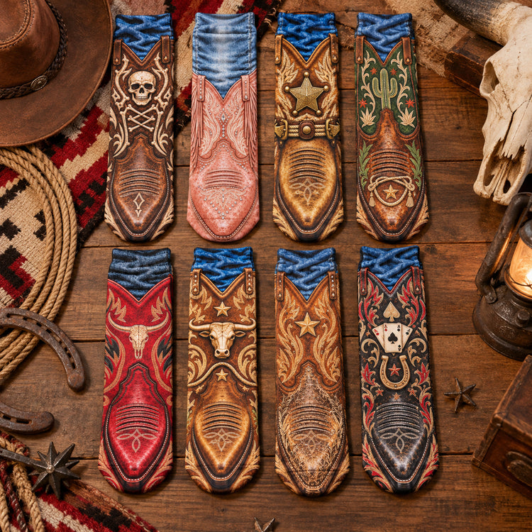 Funny Cowboy – Realistic 3D Western Boots Printed – Country Rodeo Novelty Gag Gift For Men & Women - Personalized Socks 5