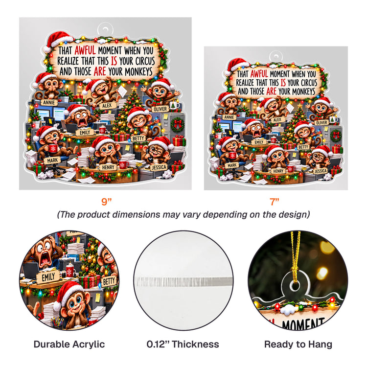 Funny Coworker Bulk Gifts - Monkey Circus, Gag Gifts For Team - Personalized Ornament 5