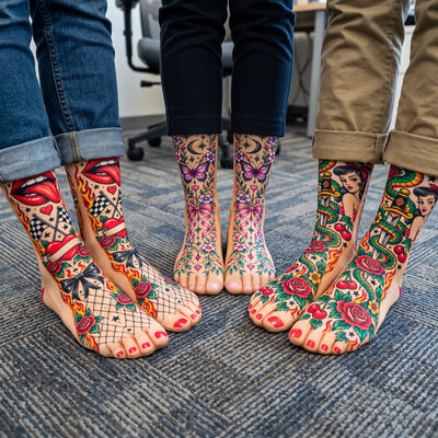 Funny Gag Gifts For Coworkers, Family, Kids - Tattoo Printed Gangster - Personalized Socks