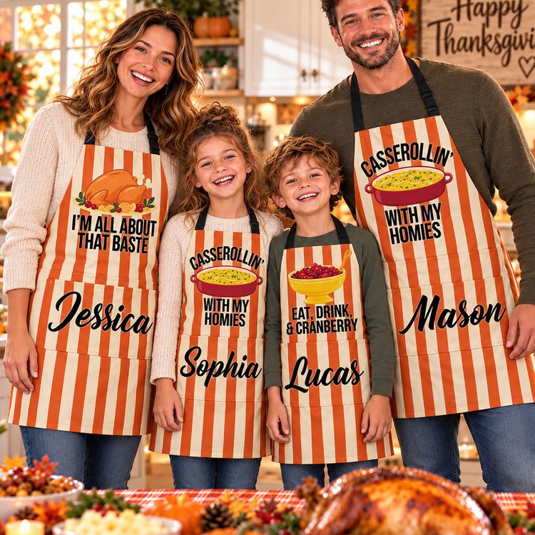 Funny Matching Family Friendsgiving Group Thanksgiving Party - Personalized Apron 1