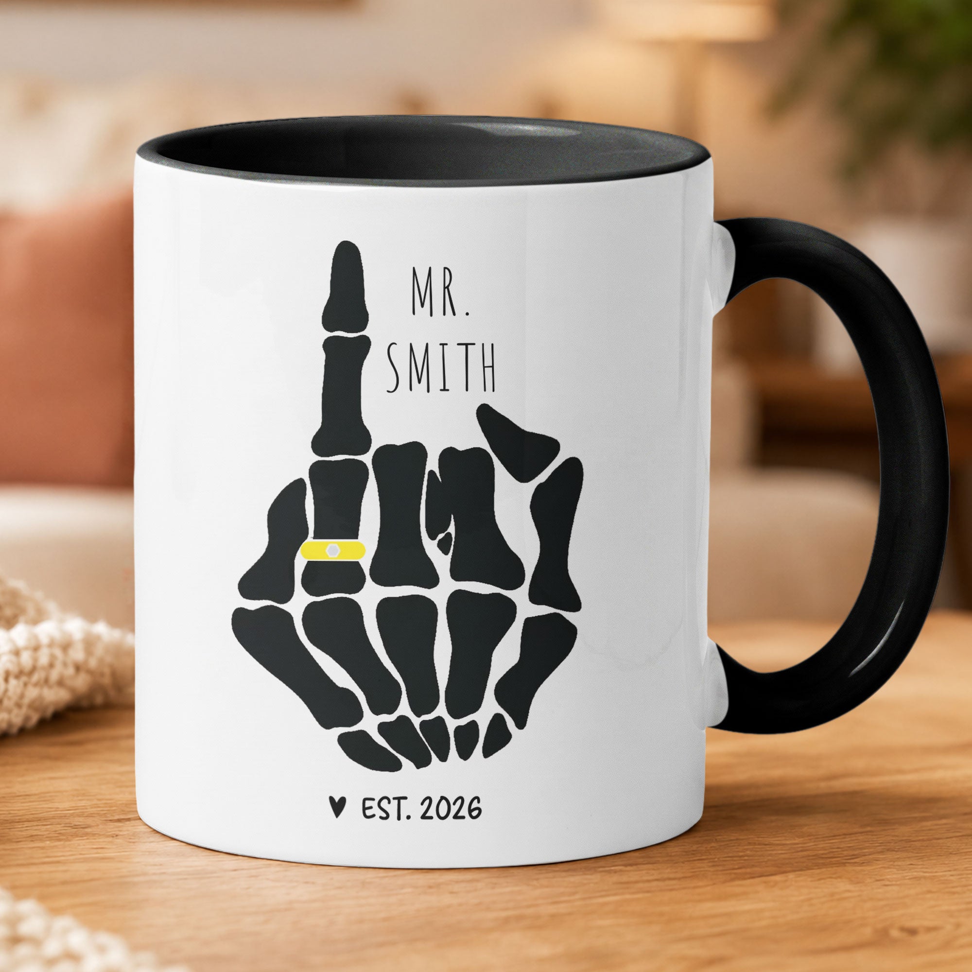 Funny Mr And Mrs Mug Skeleton Hand Wedding Engagement Gift - Personalized Mug 2
