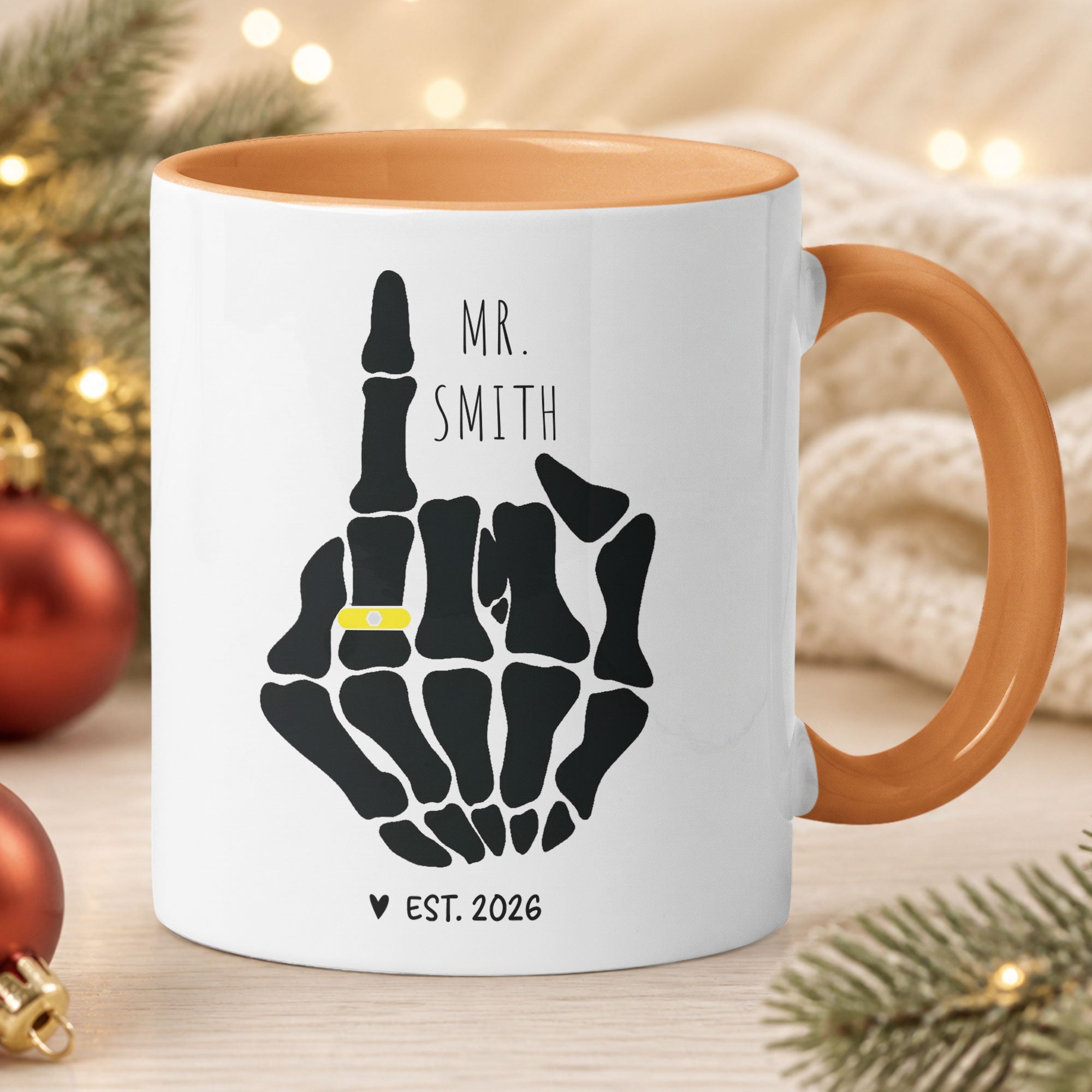 Funny Mr And Mrs Mug Skeleton Hand Wedding Engagement Gift - Personalized Mug 3