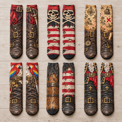 Funny Pirate 3D Novelty Costume Socks Gag Gifts For Men & Women - Personalized Socks