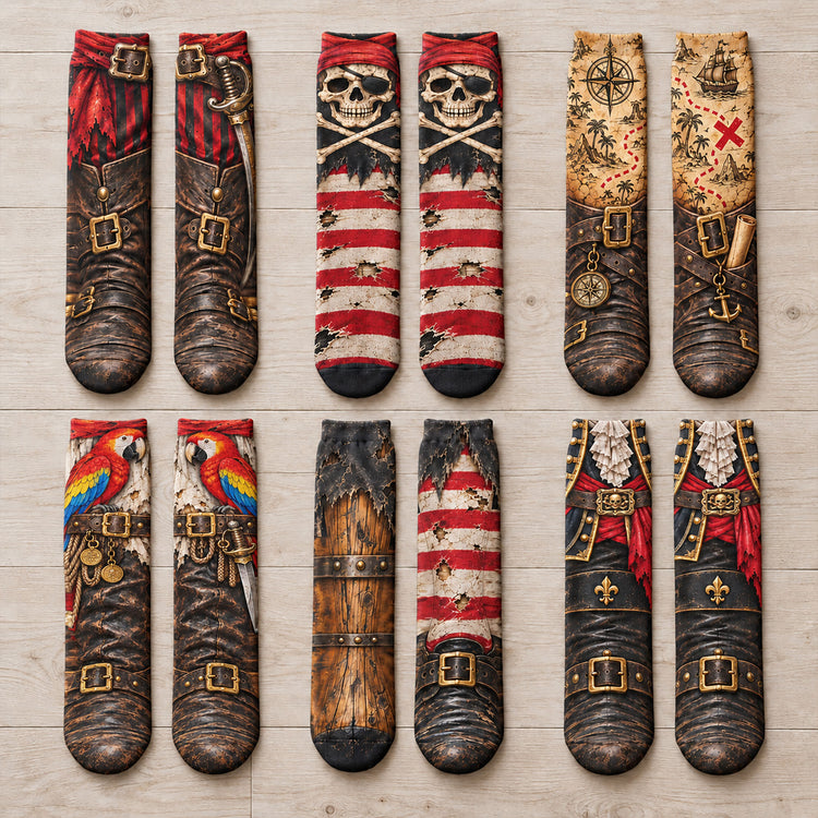 Funny Pirate 3D Novelty Costume Socks Gag Gifts For Men & Women - Personalized Socks 1