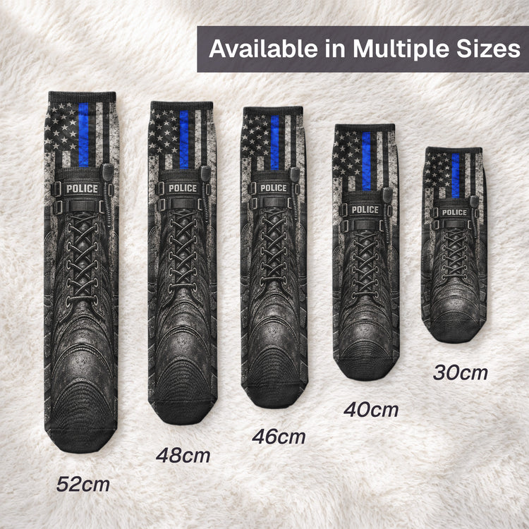 Funny Police 3D Thin Blue Line & K9 Design, Novelty Gag Gifts For Cops - Personalized Socks 3
