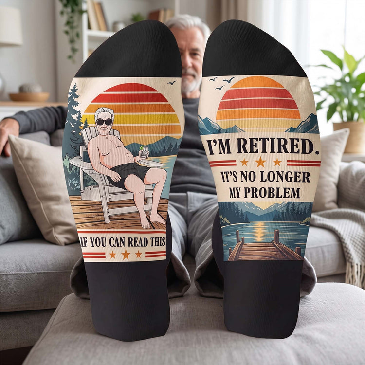 Funny Retirement - For Him, Her, Husband, Dad, Grandpa, Mom, Grandma, Coworker - Personalized Socks 1