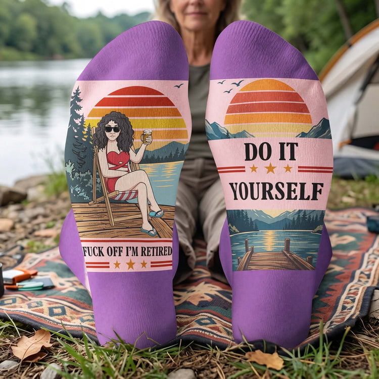Funny Retirement - For Him, Her, Husband, Dad, Grandpa, Mom, Grandma, Coworker - Personalized Socks 4