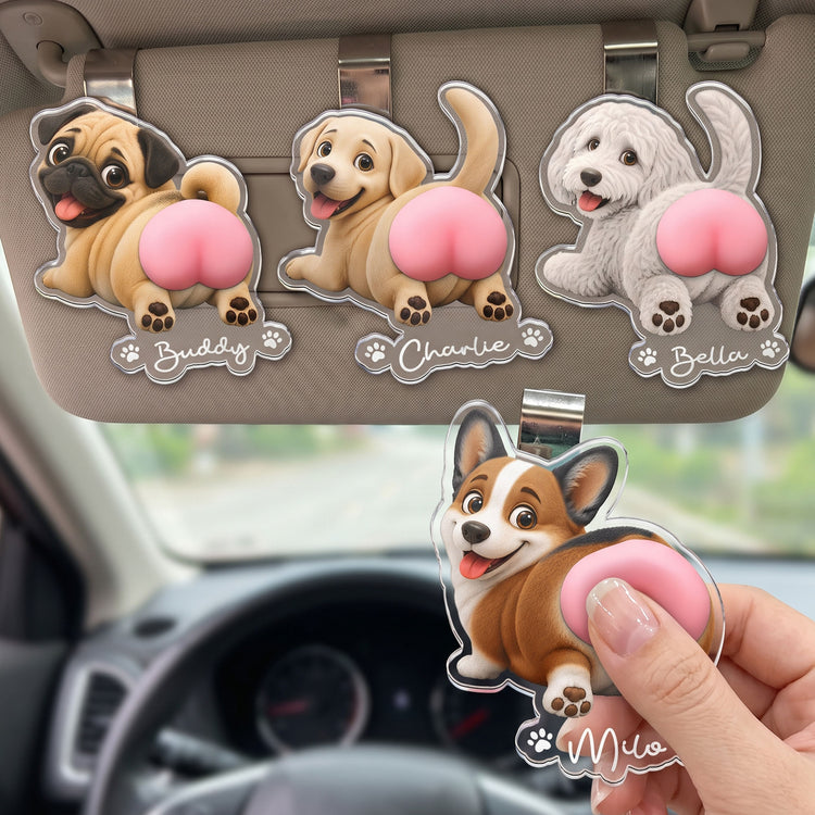 Funny Squishy Big Butt Gift For Dog Lover - Personalized Car Visor Clip 1
