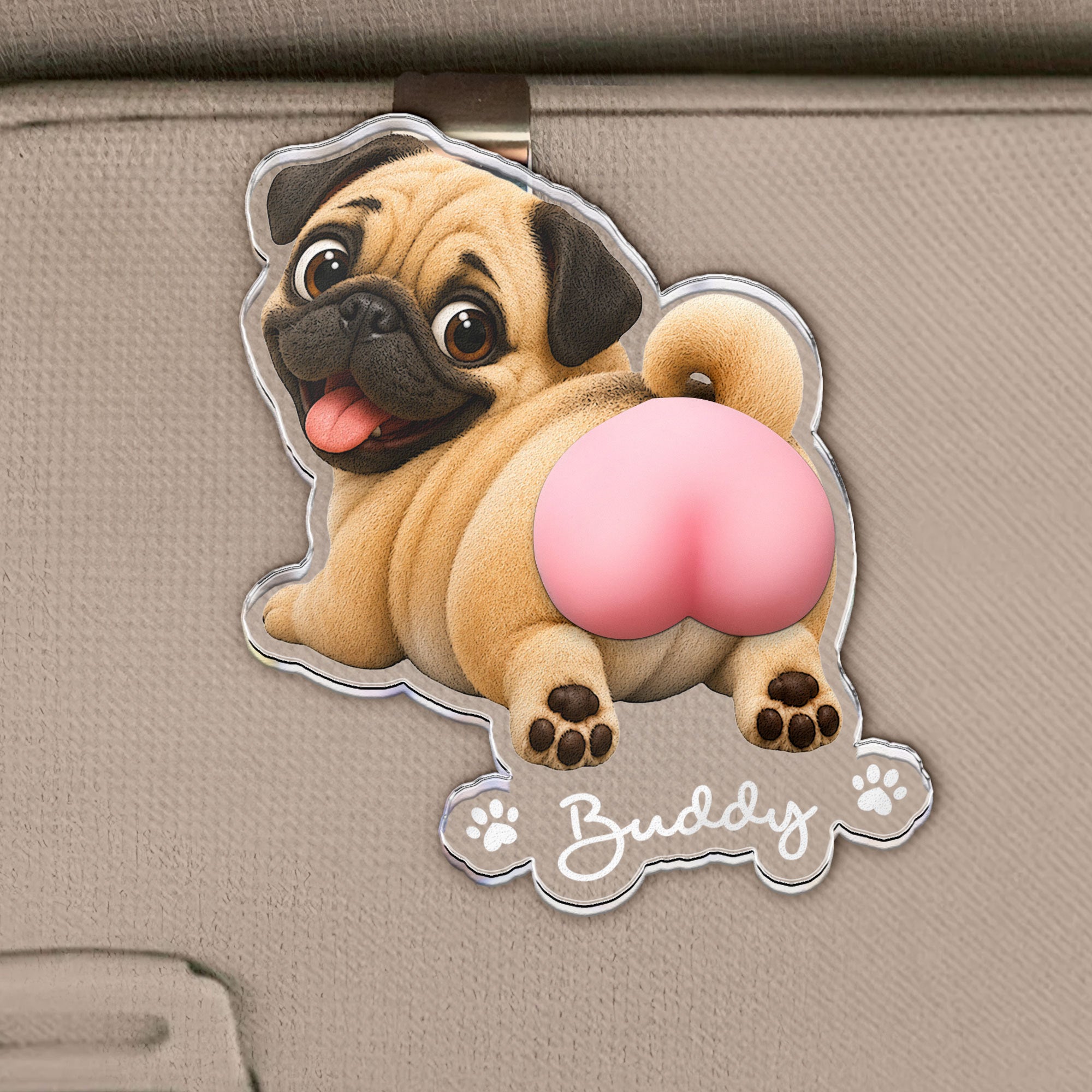 Funny Squishy Big Butt Gift For Dog Lover - Personalized Car Visor Clip 2