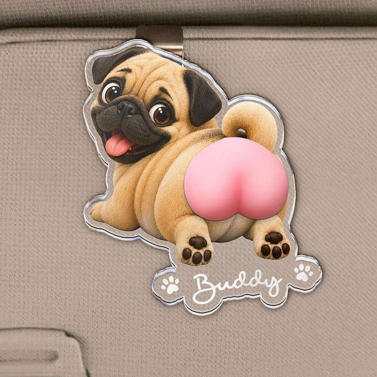 Funny Squishy Big Butt Gift For Dog Lover - Personalized Car Visor Clip 2
