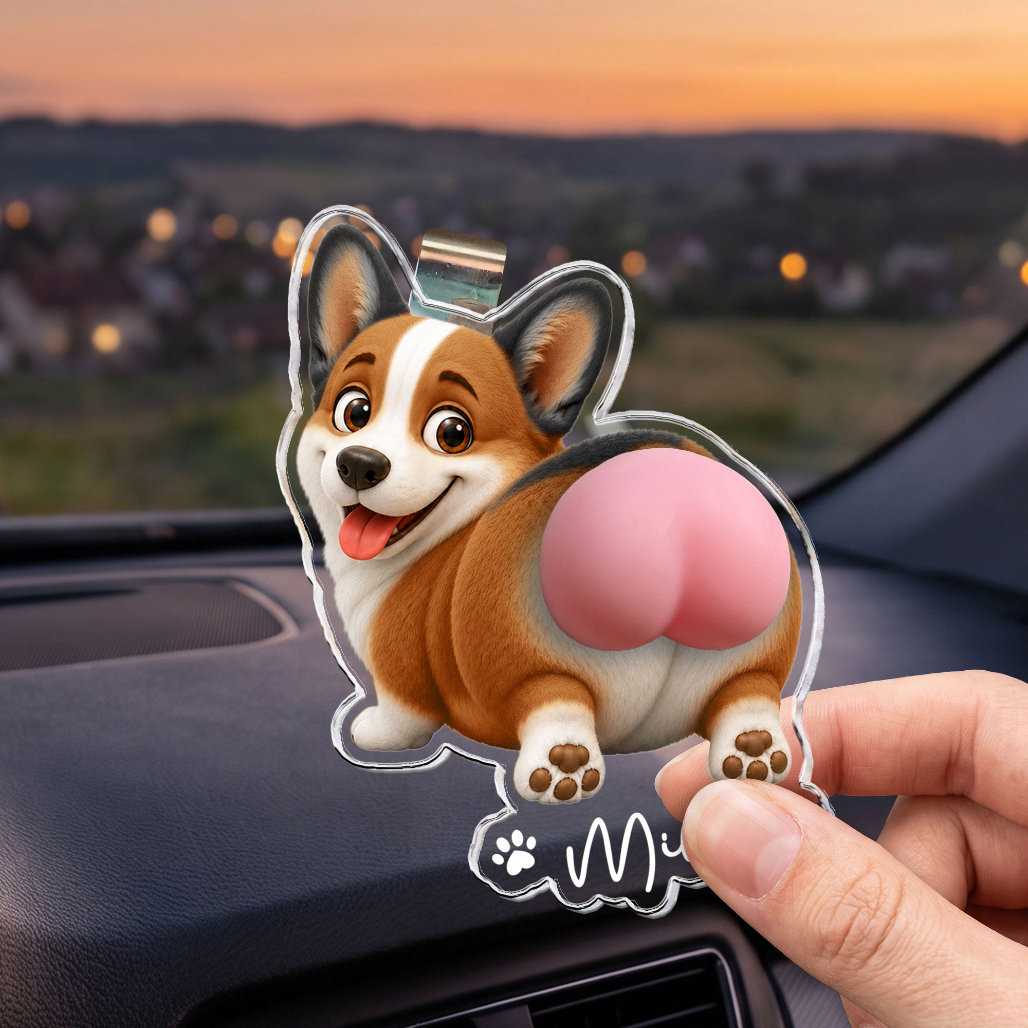 Funny Squishy Big Butt Gift For Dog Lover - Personalized Car Visor Clip 3